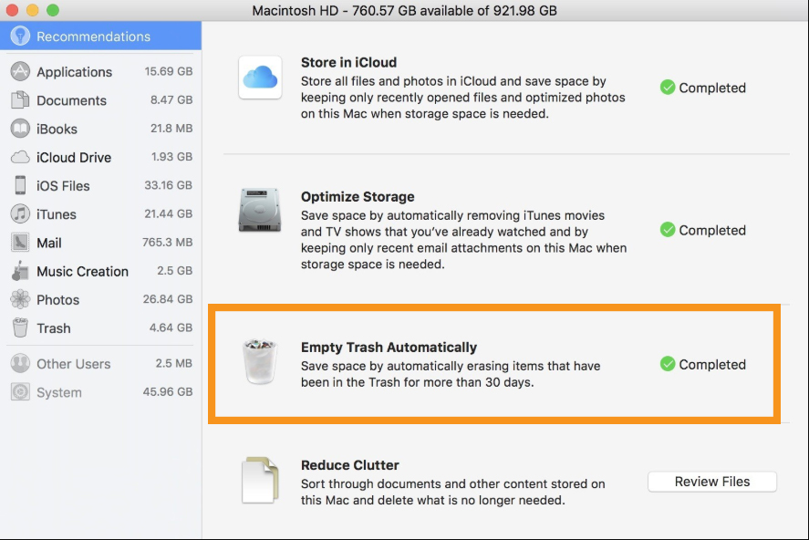 how to free up space on my macintosh hd