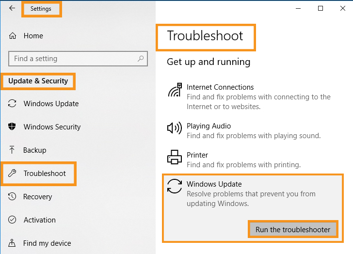 Run Windows Update Troubleshooter