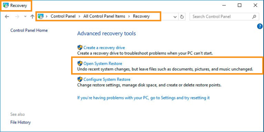 Restore Through Windows Recovery